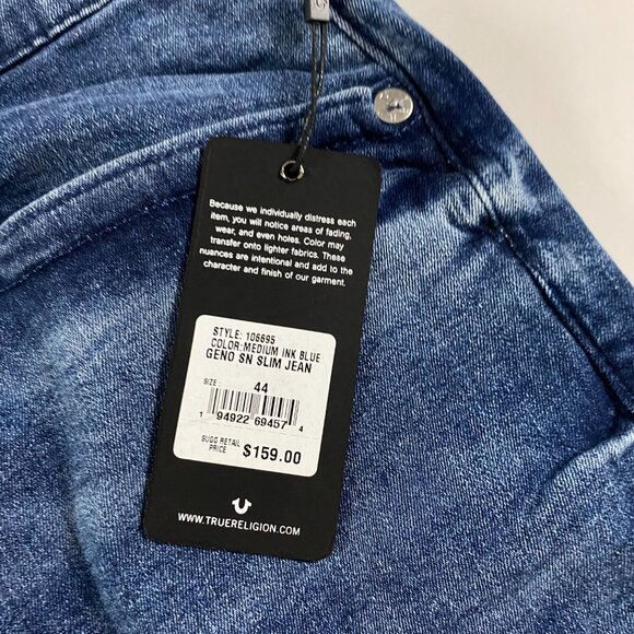 NWT True Religion Geno Relaxed Slim Jeans Men's 44 Stretch Medium Ink Blue SN - Picture 8 of 16